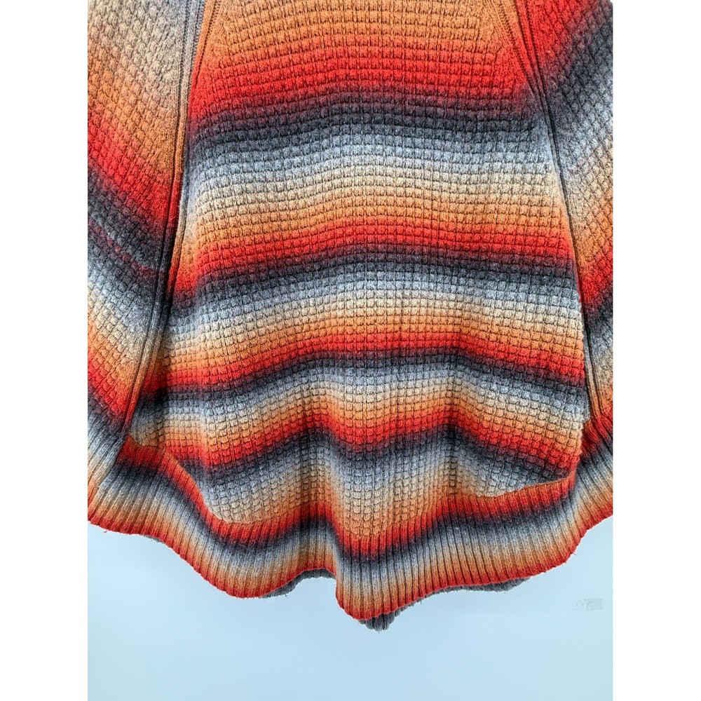 Democracy Women 1X Poncho Sweater Ombre Stripe Cowl Neck Button Boho Western - Picture 4 of 6